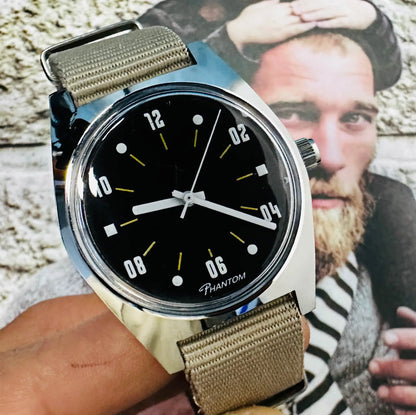 PHANTOM Mens 7120 Hand-Wind Mechanical Watch 36mm Retro Business Timepiece Classic Simple Couple Watch