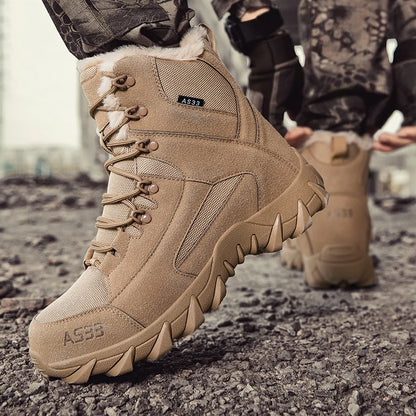 Chaussures de neige antidérapantes pour hommes, bottines montantes à plateforme, confortables et chaudes, bottes d'hiver pour hommes, bottes de couture dans le désert