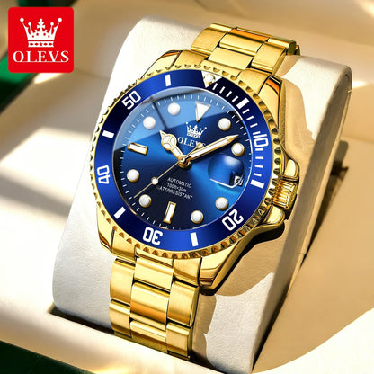 Reloj mecánico automático de lujo para hombre OLEVS 6650 – Resistente al agua, luminiscente, correa de acero – Reloj de pulsera para hombre, estilo profesional, marca de prestigio