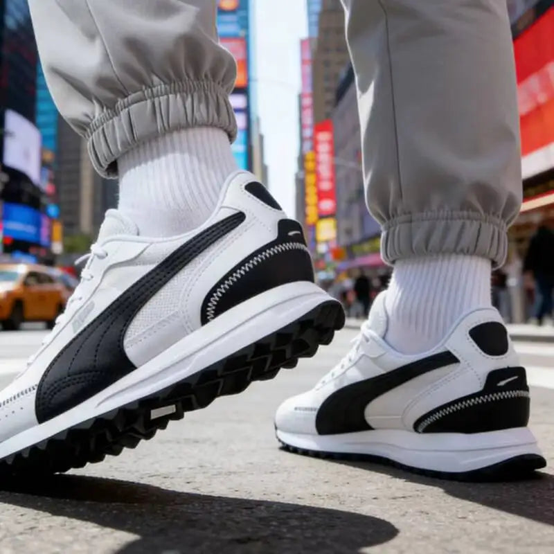 Nouvelles chaussures décontractées PUMA Road Rider unisexe en tissu, confortables, à amorti doux, basses, pour le quotidien, blanches et noires 397432-05