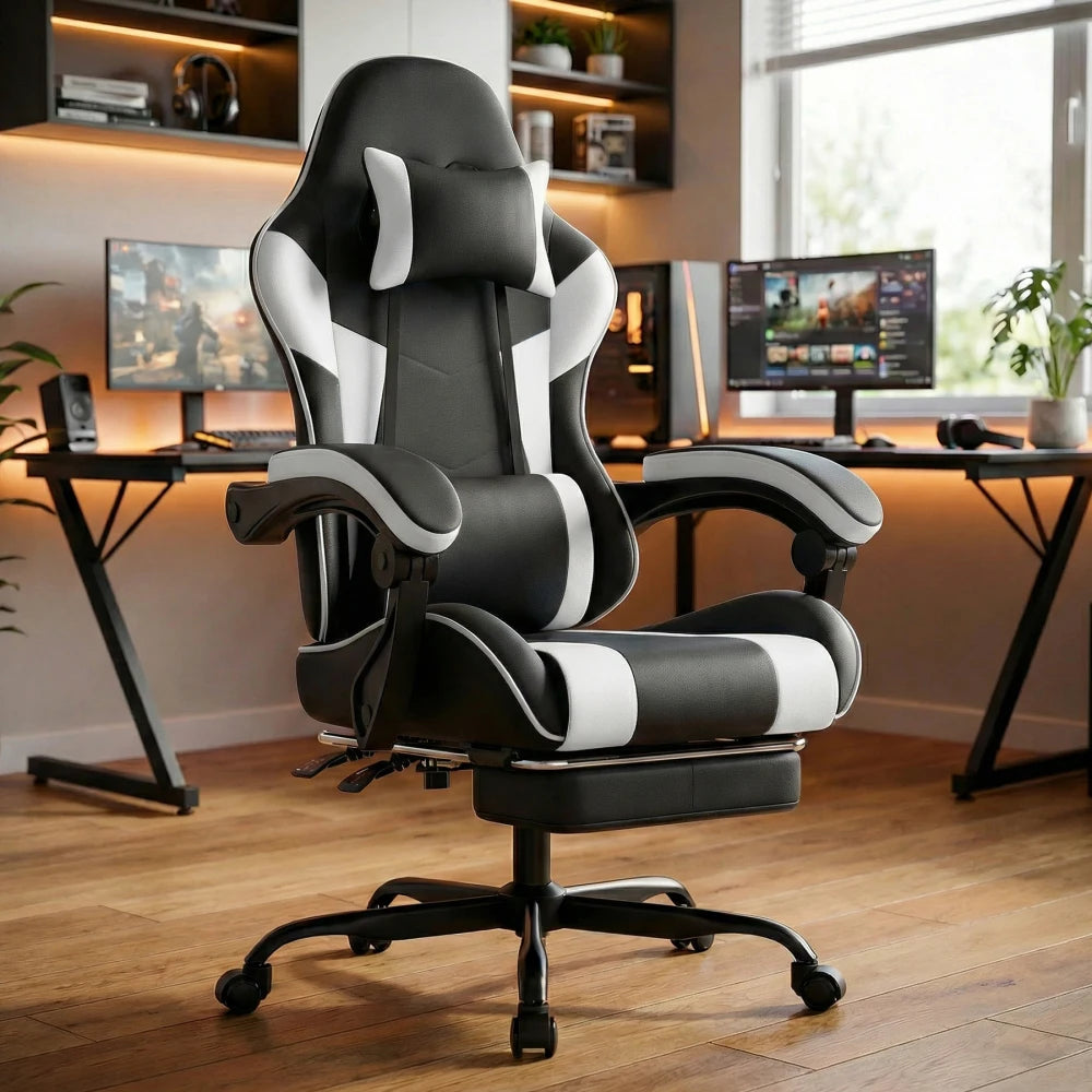 Gaming Chair Ergonomic Gaming Chair with Lumbar Support, Breathable Pu Leather Office Chair,Comfortable Computer Chair