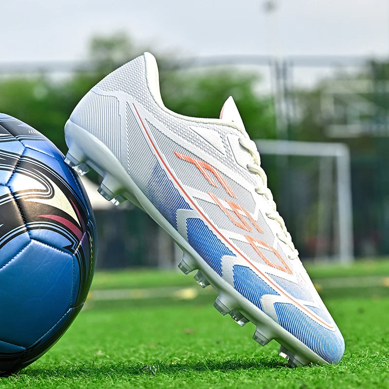 Chaussures de football populaires à tige basse FG/TF, unisexe, pour terrain, entraînement rapide, crampons antidérapants à crampons longs