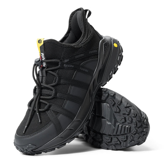 FitVille Wide Slip On Shoes For Men Walking Hiking Shoe Outdoor Trekking Loafer Arch Support Slip Resistant  Wide Toe Box