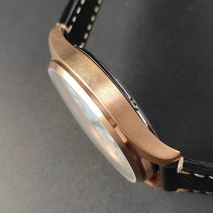 40.5 Men's Manual Mechanical Watch Tin Bronze Guilloché Surface Three-Dimensional Silver Nail Roasted Blue Needle Seagull ST3621
