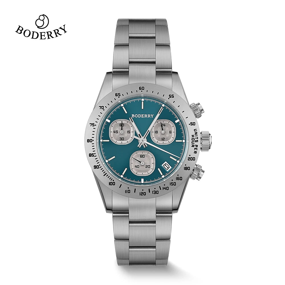 Boderry GOLDACE Titanium Chronograph Watch Mecha-Quartz Movement Luminous Business Wristwatch 100M Waterproof Clock