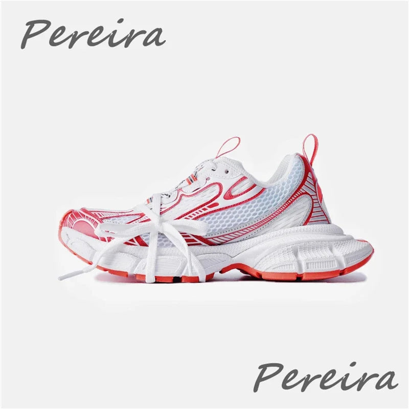Street Style Thick Sole Men Sneakers New Mixed Colors Lace-Up Couple Casual Shoes Comfortable Breathable Running Walking Shoes