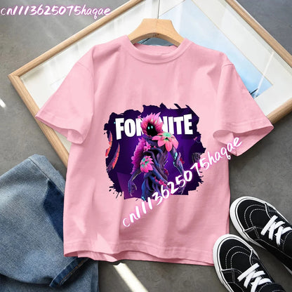Série Fortnite – letní dětské tričko s krátkým rukávem pro chlapce a dívky, kreslený potisk, herní top, vtipný dárek k narozeninám