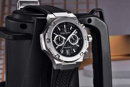Relojes de cuarzo para hombre PAGANI DESIGN: cronógrafo deportivo de lujo, hermético, con agujas luminiscentes y cristal de zafiro con tratamiento antirreflectante