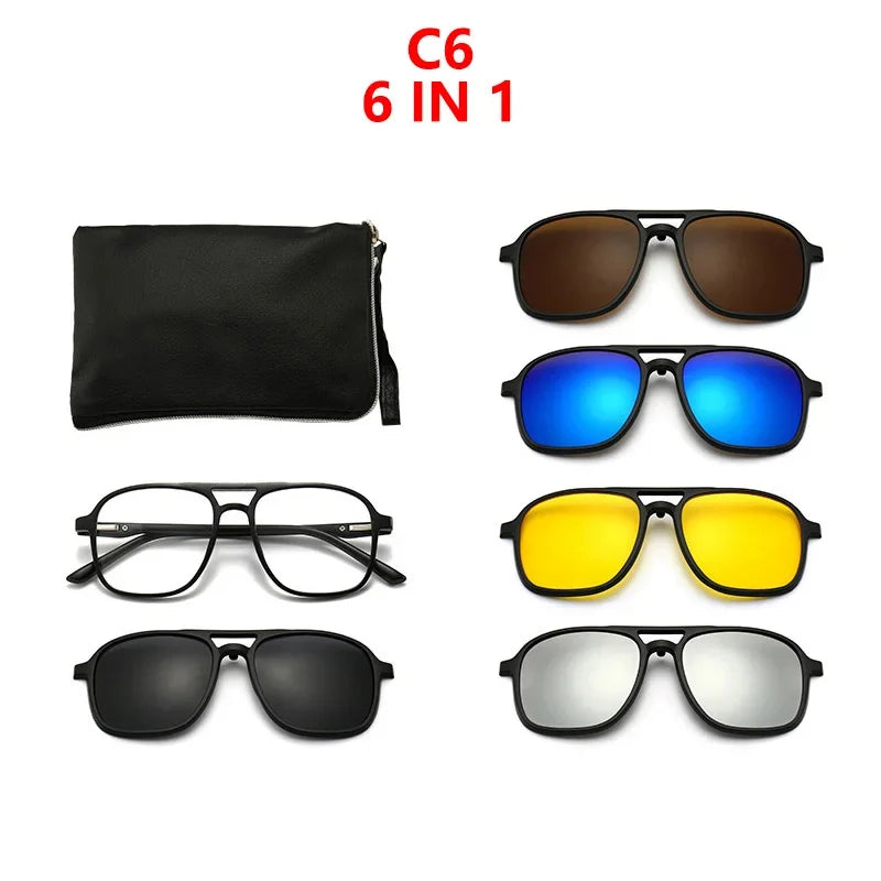 2026 Mirror Magnetic Attraction Polarized Sunglasses 2 Iin 1 Clip Cycling Glasses Dazzling Men Double-Barreled Glasses Women