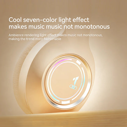 Casque de jeu KEBIDUMEI RGB, circumaural, Bluetooth 5.4, prise en charge de la connexion filaire 3,5 mm, lecture sur carte TF, écouteurs tri-mode.