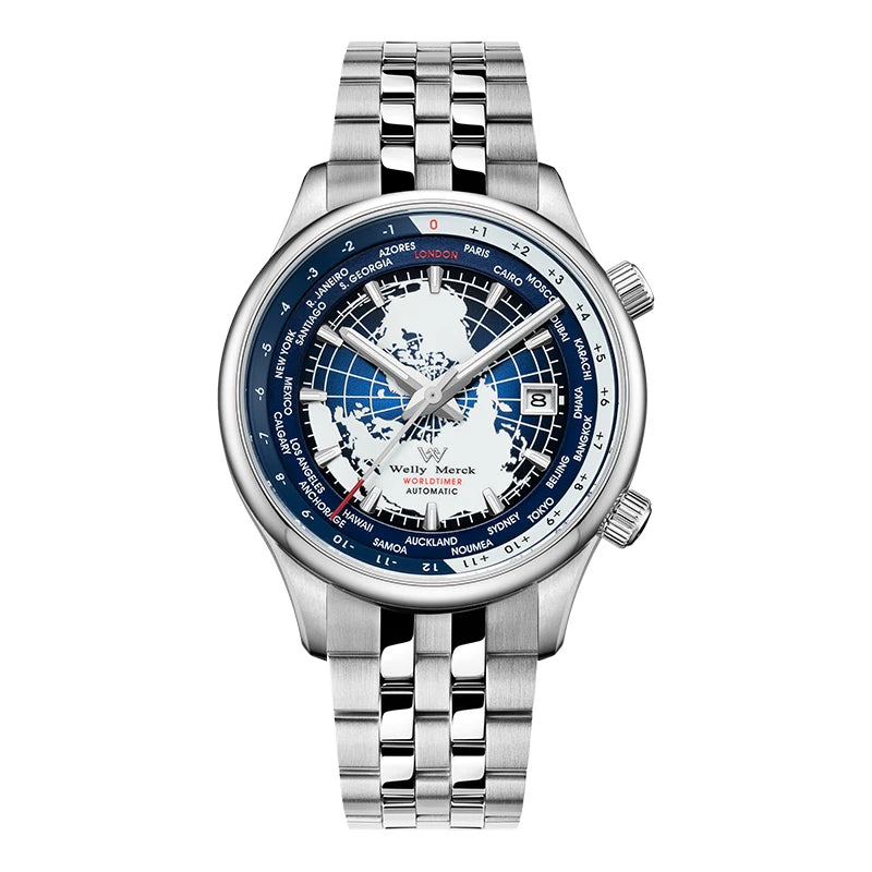 WM Watch Automatic Mechanical Men Watches High Quality Sapphire World Time Original Recognized Brand Welly Merck Watch Man WM057