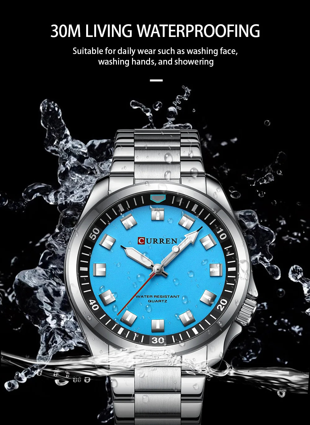CURREN Fashion Men Watch Top Brand Luxury Waterproof Sport Mens Watches Stainless steel Automatic Date Military Wristwatch