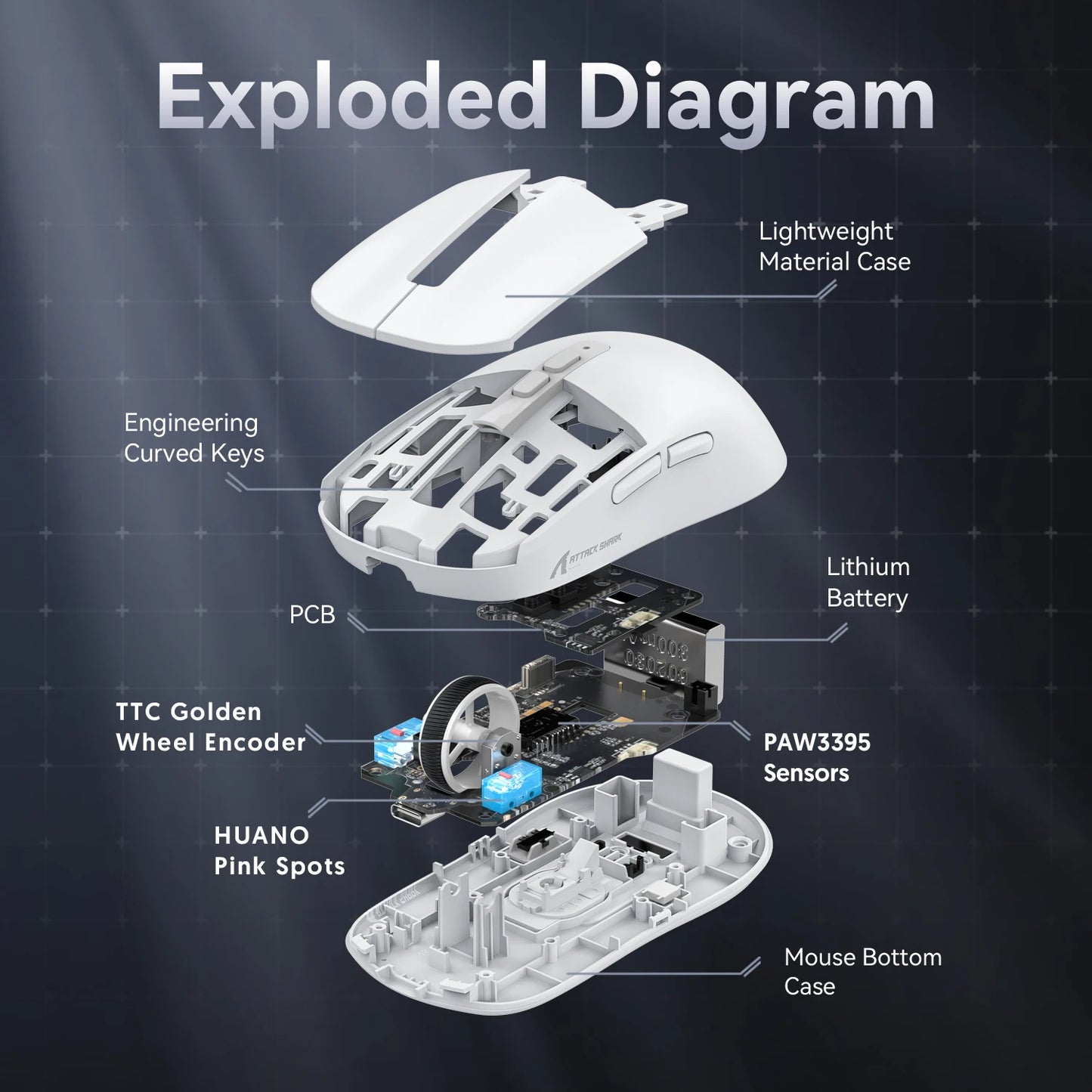 X6 Attack Shark Mouse RGB Touch Magnetic Charging Base Tri-Mode Connection Macro Pro Gaming Mouse