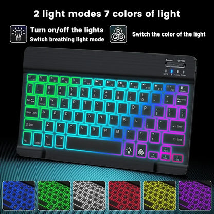 Mini Backlit RGB Bluetooth Wireless Keyboard 2.4G Mouse For Tablet Cell Phone Windows Android iOS Ultra Light Slim iPad Keyboard