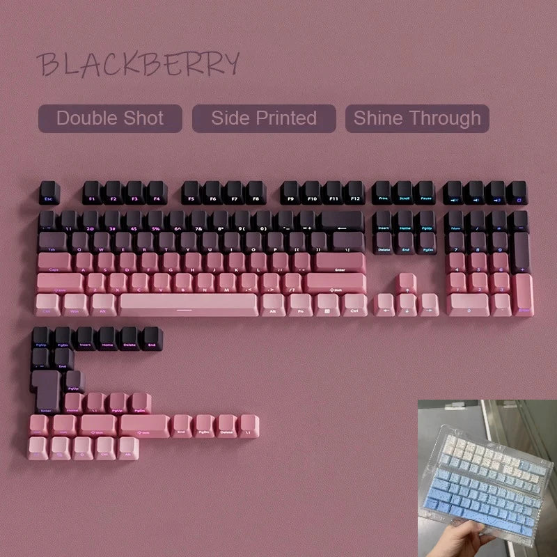 New Keycaps for 60/64/84/98/108 Gaming Mechanical Keyboard MX Switch 135 Keys OEM PBT Side Engraved Red and Black Gradient Color