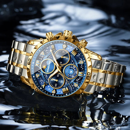 Chronograph Luxury Brand Stylish Men Luminous Wrist Watches For Male Clock Stainless Steel Band Men Business Quartz Watches