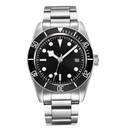 41MM Custom Name NH35A / Miyota 8215 Personalized Men's Automatic Watch Black Dial · Sapphire Crystal · 20ATM · Name & Logo E