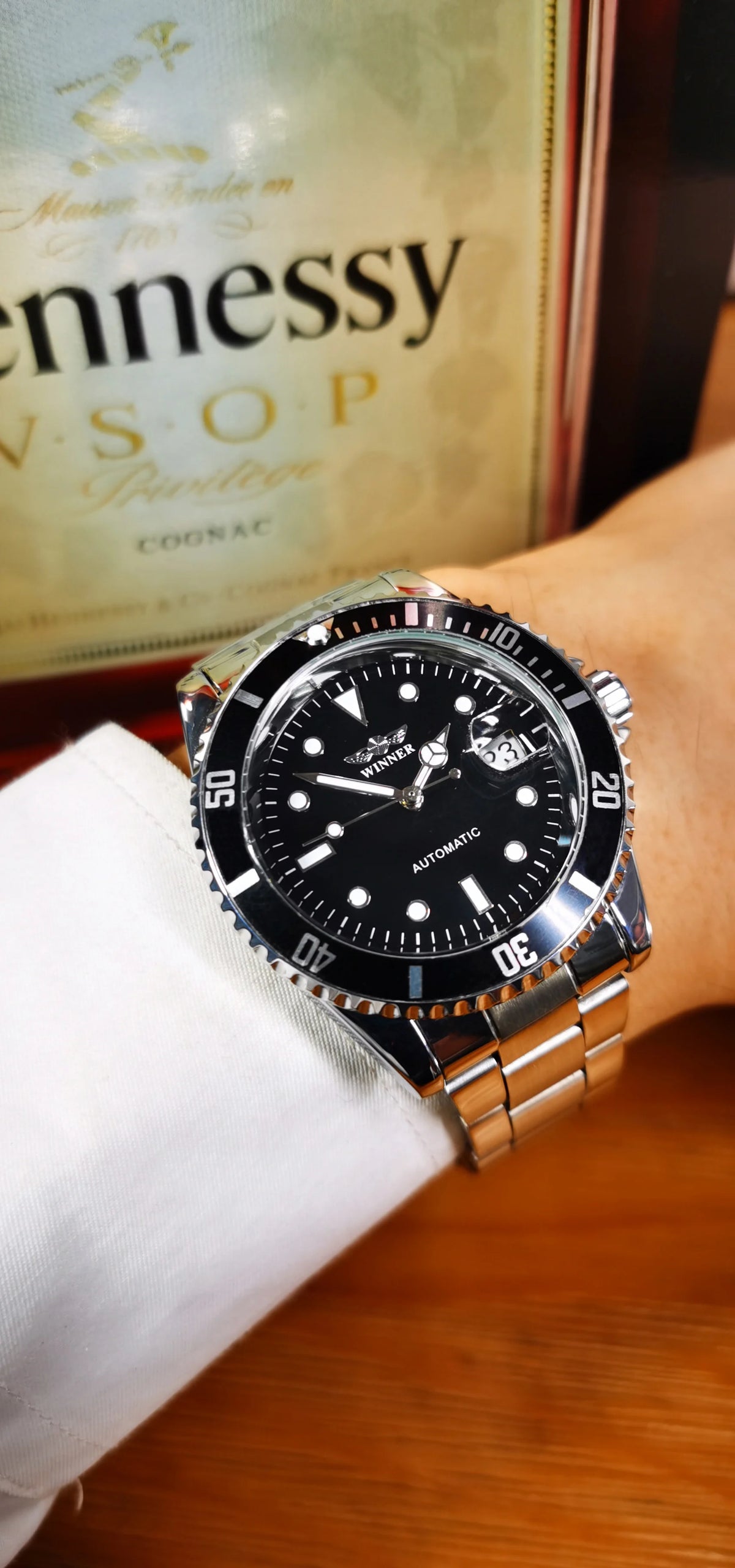 Reloj mecánico clásico para hombre: marca de lujo, estilo profesional, movimiento automático, bisel giratorio, esfera luminiscente, correa de acero
