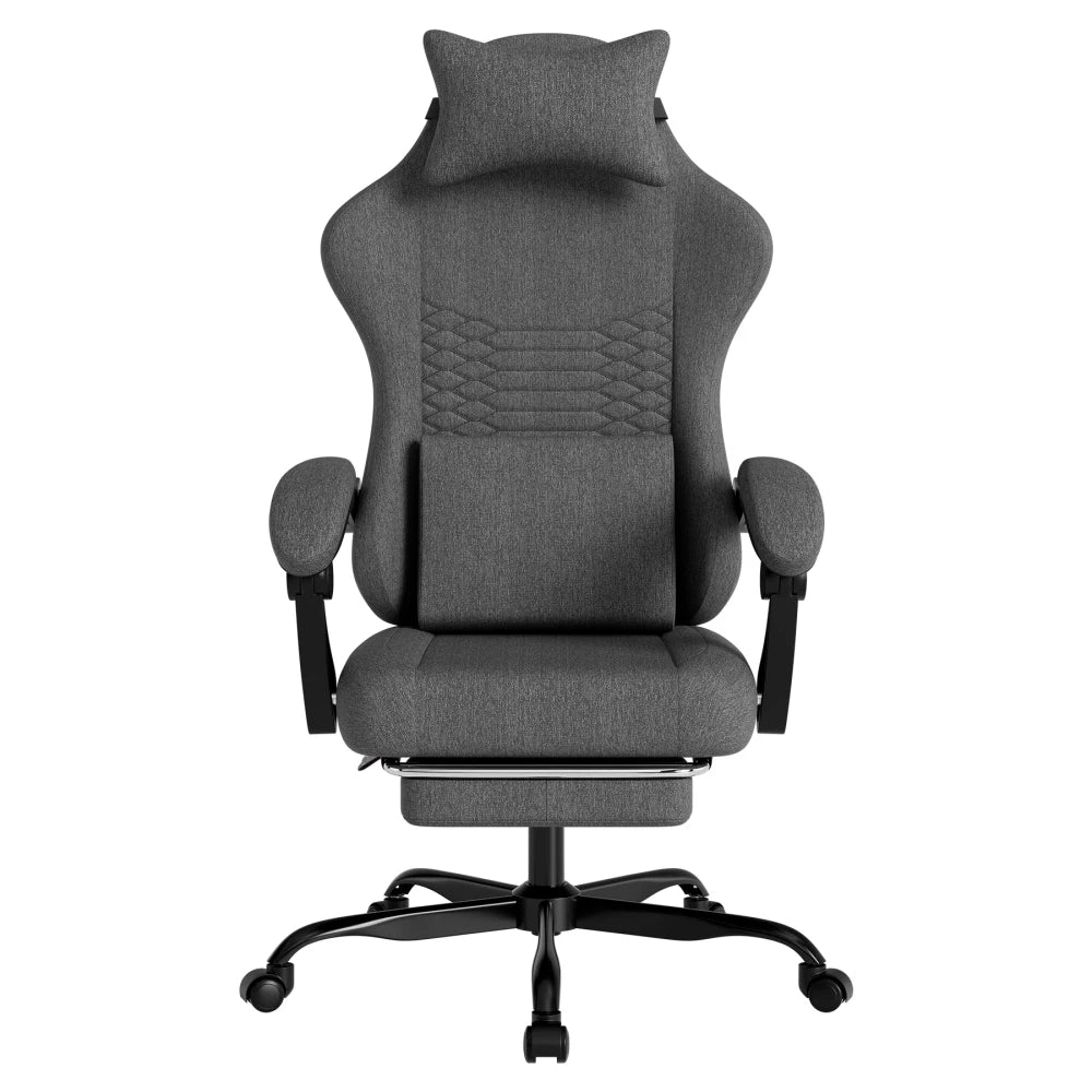 Gaming Chair Fabric Office Chair, Massage Gaming Chair with Headrest, Ergonomic Racing Gaming Seat with Footrest, for Relaxing