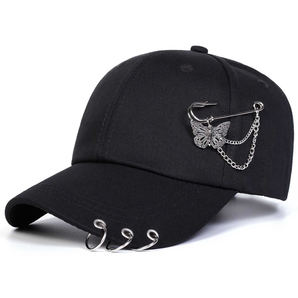 Cappellini da baseball unisex con anello a farfalla in ferro, per primavera e autunno, da esterno, casual e regolabili, cappellino parasole, cappellino sportivo