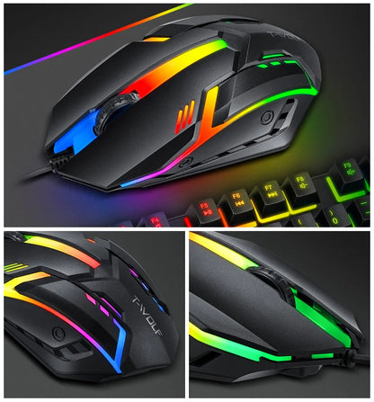 Spanish Keyboard with Spanish Layout Russian Arabic Keyboard Mouse Kit 100% Keyboard ISO Color Backlight Wired Gaming Office T20