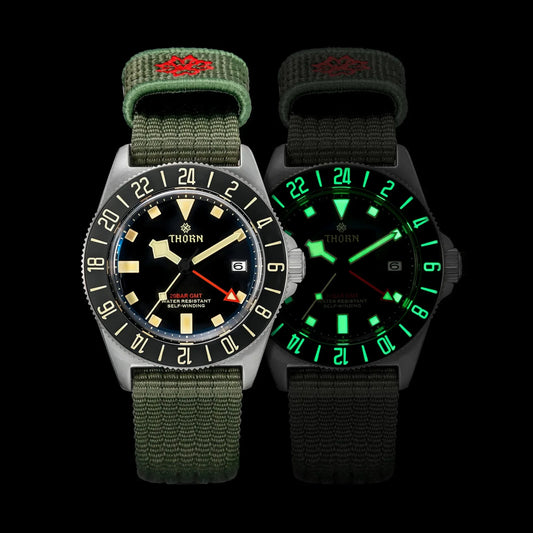 THORN T020 GMT Automatic Watch NH34 Movement Titanium Case Sapphire Crystal 200M Water Resistant Dual Time Zone Luminous Bezel