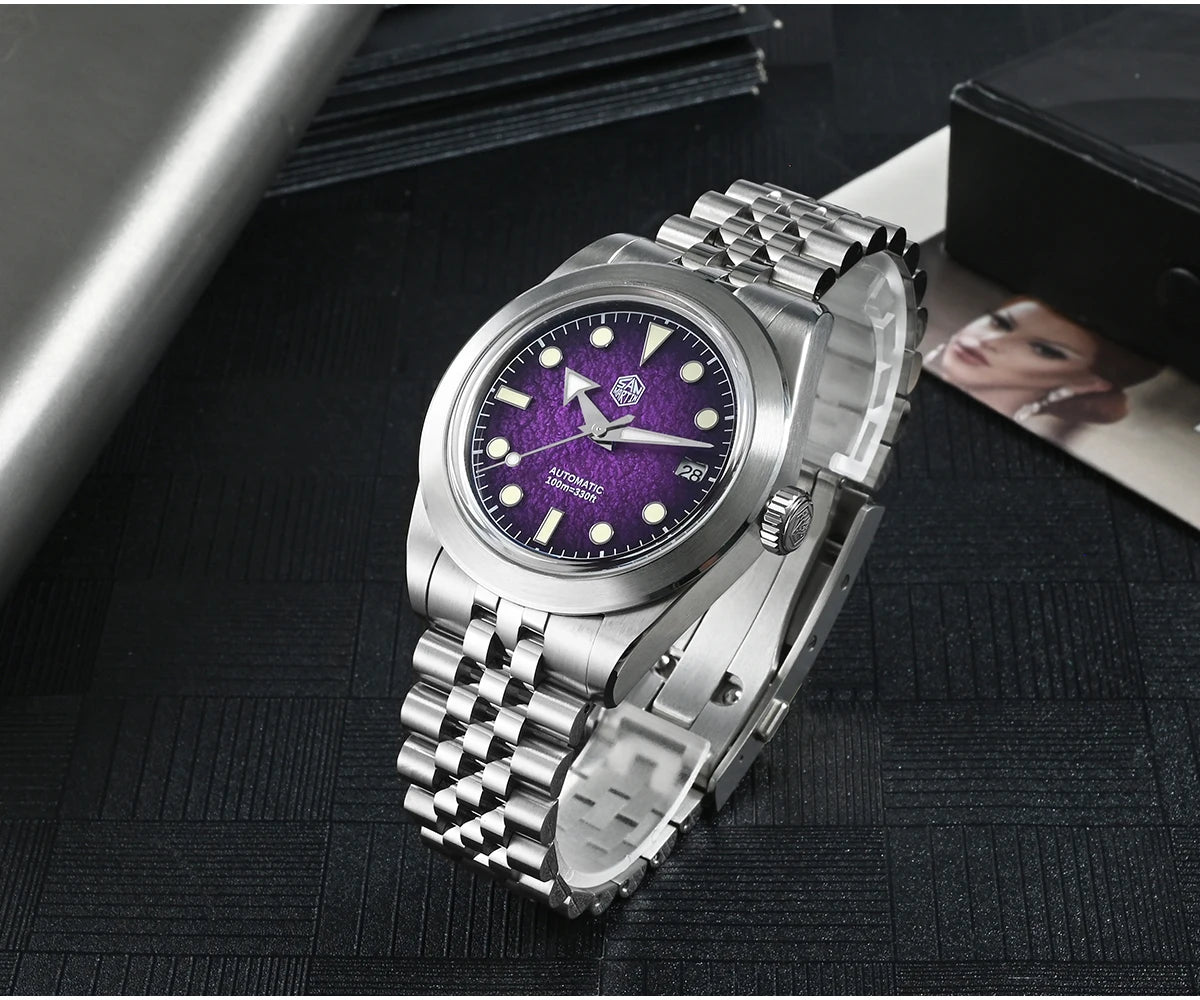 San Martin New 39mm Sport Watch Enamel Dial NH35 Automatic Mechanical Men Dress Watch Sapphire Waterproof 100m Luminous SN0053