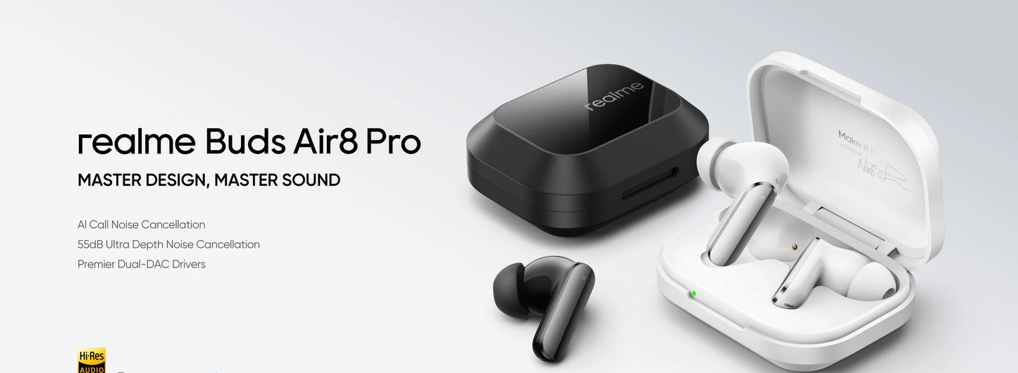realme Buds Air 8 Pro Global Version 55dB Active Noise Cancelling True Wireless Earphone Bluetooth 6.1 LHDC 5.0 TWS Earbuds IP55