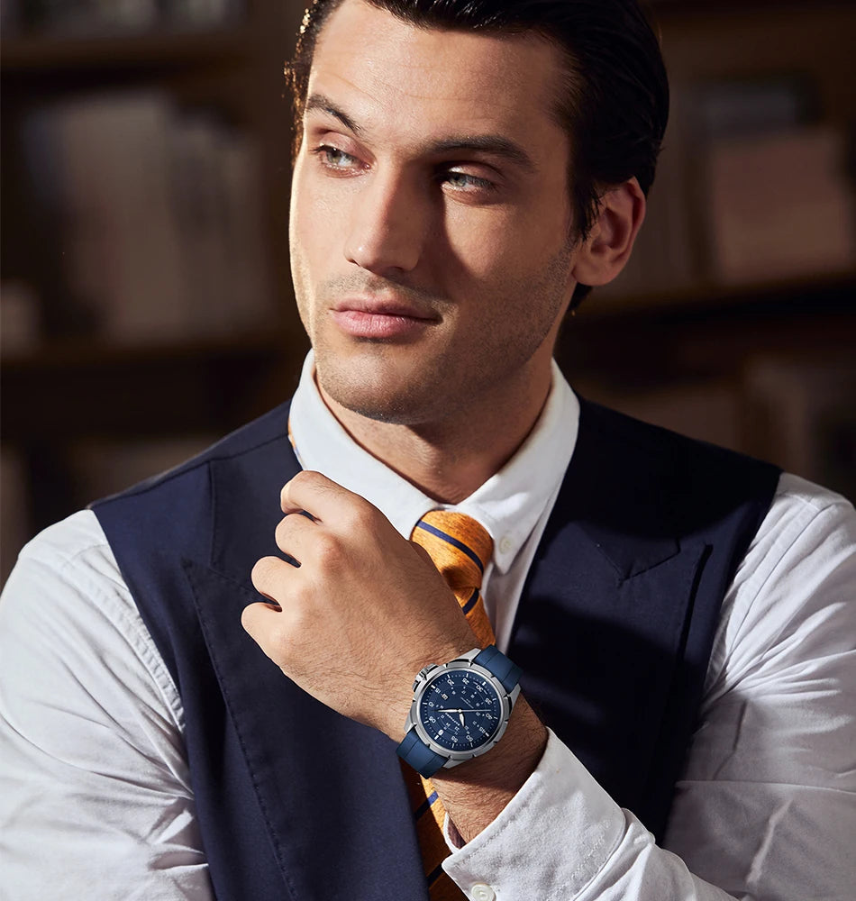 Reloj para hombre SAPPHERO: reloj de cuarzo de lujo, resistente al agua hasta 50 m, equipado con un mecanismo importado y una caja de acero inoxidable. Una idea de regalo ideal para hombre.