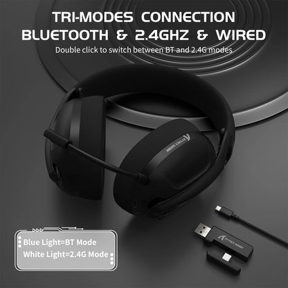ATTACK SHARK L80 Ultra-Light Tri-Mode Gaming Headset Lightweight Wireless 600mAh Battery for PC/PS4/PS5/Switch/Xbox