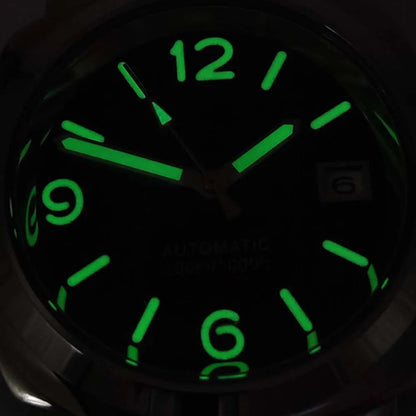 Parnsrpe Men's Automatic Mechanical NH35 Watch Polished Case Sapphire Glass Leather Strap 40mm Men's Watch