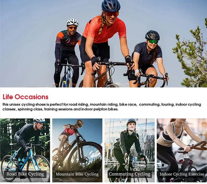 Zapatillas de ciclismo para hombre y mujer, para bicicletas de carretera, competición y carrera, con sistema automático de bloqueo, zapatillas deportivas de ciclismo de velocidad compatibles con calas SPD