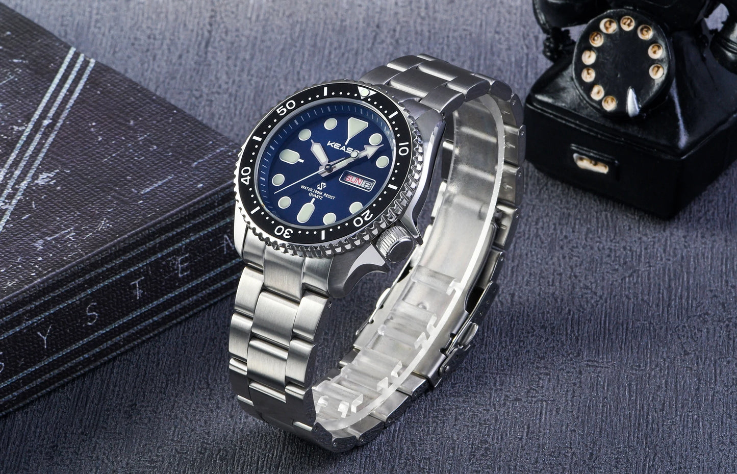 KEASO Top Men's Dive Watch C3 Super Luminous 316L Solid Steel 20Bar Waterproof Sapphire Mirror MIYOTA 2035 Quartz Movement Watch