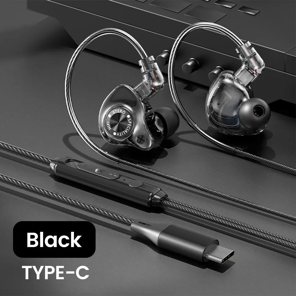 Original 15D Super Bass In Ear Headphone With Mic 3.5mm AUX/Type-C Digital Chip Headset For iPhone 17 Huawei Xiaomi Android