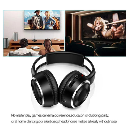 RF Silent Disco Foldable Wireless Headphones Bundle (3 Pcs with 1 Transmitter in 500m) --House Party TV Dancing