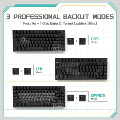 AJAZZ AK820 Rotary Volume Buttons Hot-Swappable Keys For Office AndHome Mechanical Keyboards DIY