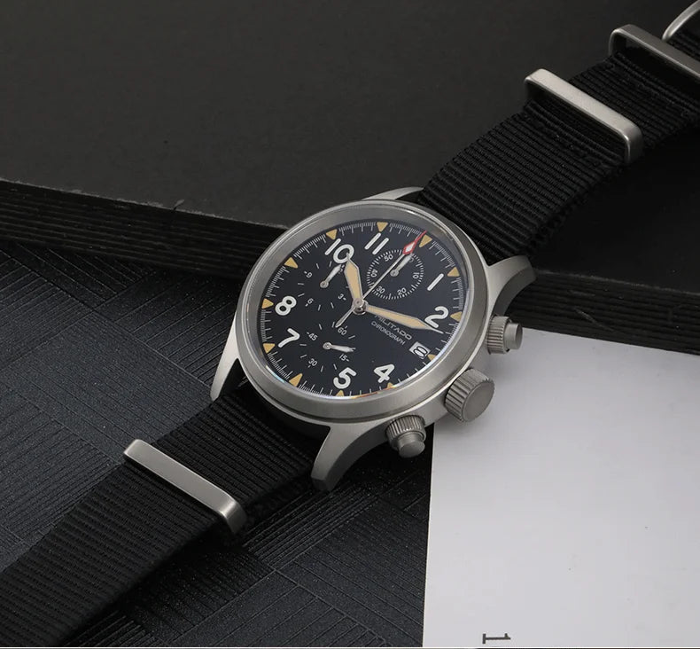 MILITADO Chronograph 39mm Watch BGW-9 Luminous Retro Military 100m Waterproof VK61 Quartz Movement Steel Vintage Men Wristwatch