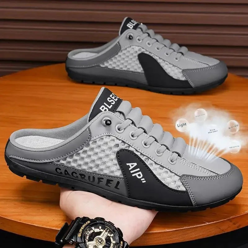 Ανδρικά casual αθλητικά παπούτσια slip-on με κορδόνια, αναπνεύσιμο mesh, unisex, για άνοιξη και φθινόπωρο, χαμηλά, επίπεδα, γρήγορη και εύκολη εφαρμογή