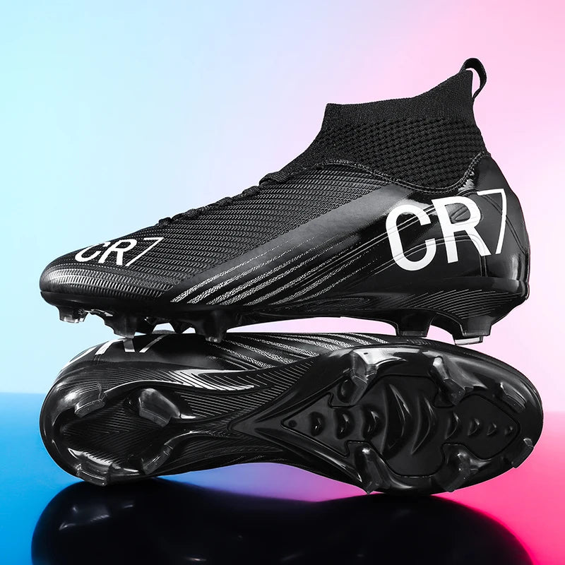 Chaussures de football montantes pour hommes, nouveau design, crampons longs, chaussures de foot d'extérieur
