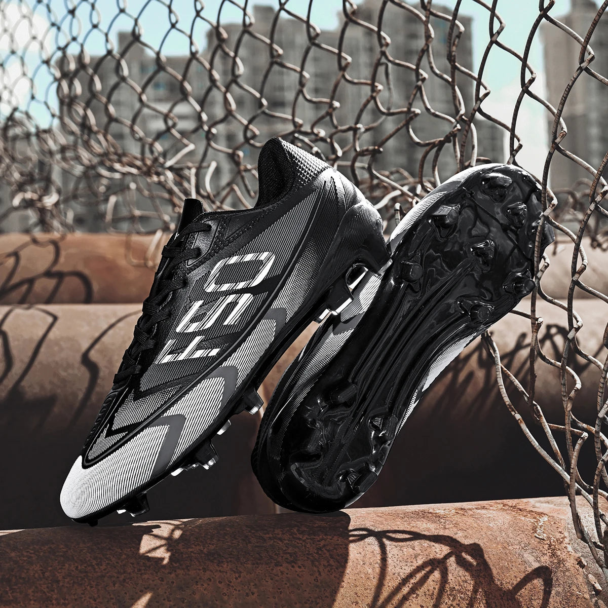 Chaussures de football unisexes AG FG, crampons longs en TPU, crampons de football absorbant les chocs pour les matchs sur gazon naturel et artificiel en extérieur