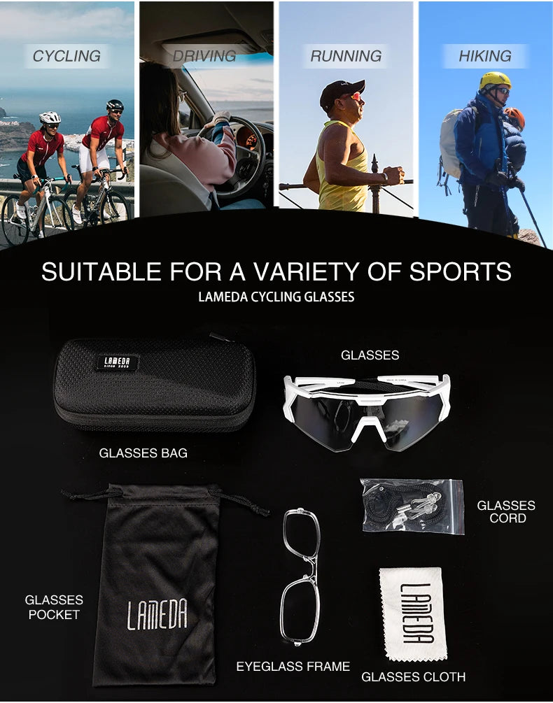 Lameda Outdoor Cycling Glasses Sports Polarized  Road Bike Glasses Mountain Bicycle Sunglasses Cycling Goggles Eyewear Goggles W