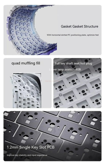 Ajazz Ak820 Pro Fessional Mechanical Keyboard Tft Screen Multifunctional Knob Game Keyboard 3 Mode Hot Plug Rgb Pad Office Gift