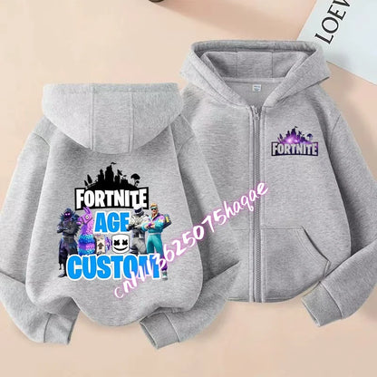 Giacca outdoor per bambini Cartoon FORTNITED per bambina e bambino, felpa cappotto, giacca a vento leggera di alta qualità, giacca autunnale con zip, abbigliamento top