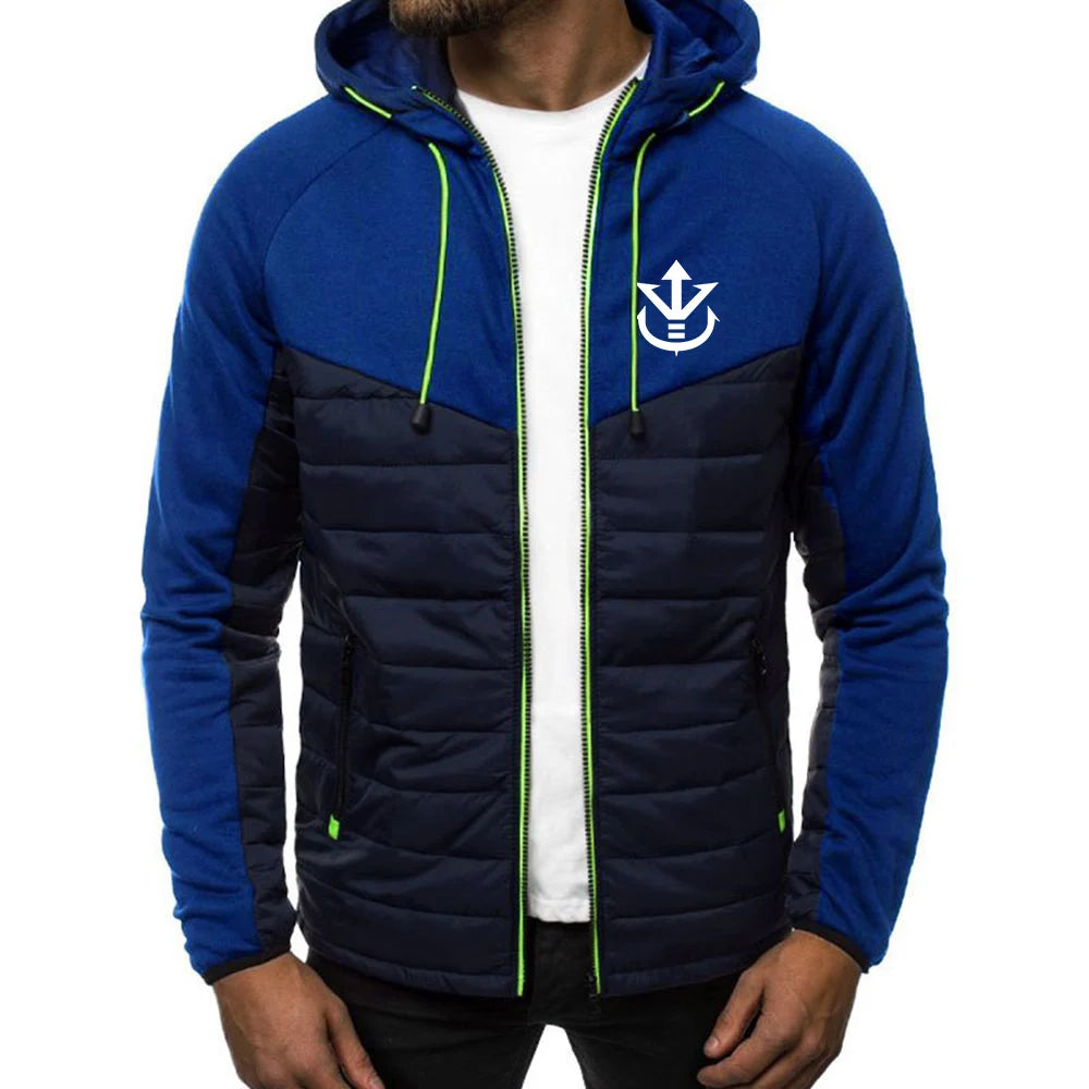 2026 Men's Saiyan Vegeta Avant-garde Style Patchwork Jacket Spring and Autumn Dragon Ball Logo Print Trendy Coat Hoodies