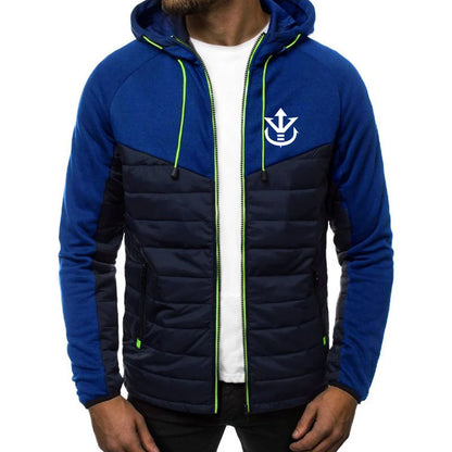 2026 Men's Saiyan Vegeta Avant-garde Style Patchwork Jacket Spring and Autumn Dragon Ball Logo Print Trendy Coat Hoodies