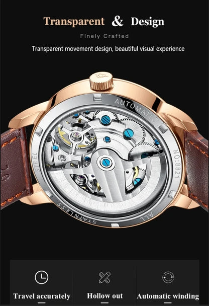 AILANG watch men's advanced expensive automatic mechanical watch Rome double tourbillon waterproof watch.