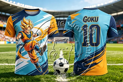 Hot Dragon Ball Z Green Saiyan Goku 7 Football Shirt 3D Full Print Quick Dry Unisex Vintage Anime Trendy Sports Short Sleeve Top