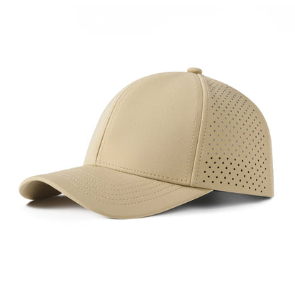 VOBOOM Boné de basebol para homem de secagem rápida, em malha cortada a laser, com aba curva e fecho de pressão, para corrida ao ar livre e viagens, preto