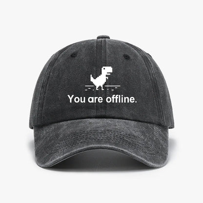 You Are Offline Funny Low Resolution Pixel Dinosaur Baseball Caps Peaked Cap Computer Cpu Core Sun Shade Hat Men Washed hats