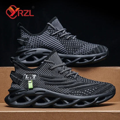 YRZL Herren-Sportschuhe zum Laufen, schwarze Jogging-Schuhe, lässige Outdoor-Sneaker aus atmungsaktivem Mesh, Damen, leicht, stoßdämpfend, schwarze Tennisschuhe